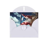 YYHWHJDE Carte de vœux blanche Porto Rico avec motif drapeau pour fête d'anniversaire festive