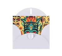 YYHWHJDE Carte de vœux blanche vintage Aloha Tiki pour Noël, anniversaire d'enfant, Saint-Valentin et invitation à une fête
