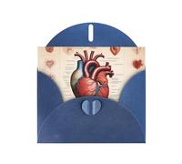 YYHWHJDE Carte de vœux bleue anatomie humaine en forme de cœur pour Noël, anniversaire d'enfant, Saint-Valentin et invitation à une fête