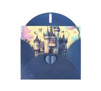 YYHWHJDE Carte de vœux bleue avec impression château de conte de fées pour Noël, anniversaire d'enfant, Saint-Valentin et invitation à une fête
