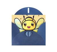 YYHWHJDE Carte de vœux bleue avec imprimé abeille jaune pour Noël, anniversaire d'enfant, Saint-Valentin et invitation à une fête