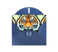 YYHWHJDE Carte de vœux bleue avec imprimé petite tête de tigre pour Noël, anniversaire d'enfant, Saint-Valentin et invitation à une fête
