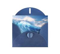 YYHWHJDE Carte de vœux bleue avec imprimé vagues de l'océan bleu pour Noël, anniversaire d'enfant, Saint-Valentin et invitation à une fête