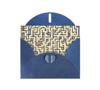 YYHWHJDE Carte de vœux bleue avec labyrinthe et carte au trésor pour Noël, anniversaire d'enfant, Saint-Valentin et invitation à une fête