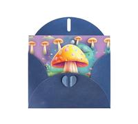 YYHWHJDE Carte de vœux bleue avec motif champignon de rêve pour Noël, anniversaire d'enfant, Saint-Valentin et invitation à une fête