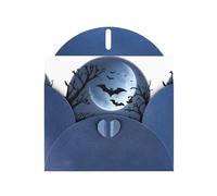 YYHWHJDE Carte de vœux bleue avec motif chauve-souris volant au clair de lune pour Noël, anniversaire d'enfant, Saint-Valentin et invitation à une fête