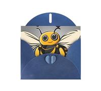 YYHWHJDE Carte de vœux bleue avec motif d'abeille jaune mignon pour Noël, anniversaire d'enfant, Saint-Valentin et invitation à une fête