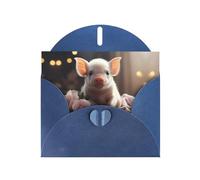 YYHWHJDE Carte de vœux bleue avec motif de jeune cochon mignon pour Noël, anniversaire d'enfant, Saint-Valentin et invitation à une fête