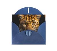 YYHWHJDE Carte de vœux bleue avec motif léopard aux yeux profonds pour Noël, un anniversaire d'enfant, la Saint-Valentin et une invitation à une fête