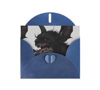 YYHWHJDE Carte de vœux bleue motif chauve-souris mutante pour Noël, anniversaire d'enfant, Saint-Valentin et invitation à une fête