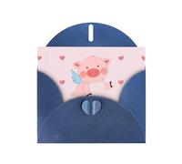 YYHWHJDE Carte de vœux bleue motif cochon volant pour Noël, anniversaire d'enfant, Saint-Valentin et invitation à une fête