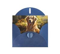YYHWHJDE Carte de vœux bleue motif golden retriever pour fête d'anniversaire festive invitation