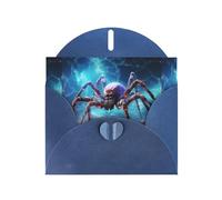 YYHWHJDE Carte de vœux bleue Motif grande araignée dans le ciel étoilé pour Noël, anniversaire d'enfant, Saint-Valentin et invitation à une fête