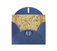 YYHWHJDE Carte de vœux bleue motif labyrinthe au trésor pour Noël, anniversaire d'enfant, Saint-Valentin et invitation à une fête