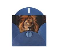 YYHWHJDE Carte de vœux bleue Motif Le regard du lion Parfait pour la Saint-Valentin, un anniversaire de mariage et des invitations de fête