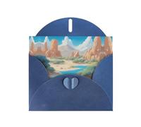 YYHWHJDE Carte de vœux bleue Motif oasis dans le désert pour fête d'anniversaire festive