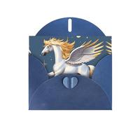 YYHWHJDE Carte de vœux bleue motif pégase doré pour fête d'anniversaire festive invitation