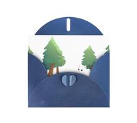 YYHWHJDE Carte de vœux bleue Motif petit chat dans la forêt Parfait pour la Saint-Valentin, un anniversaire de mariage et des invitations de fête