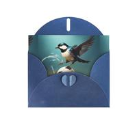 YYHWHJDE Carte de vœux bleue Motif petite hirondelle marchant sur la balle pour fête d'anniversaire festive Invitation