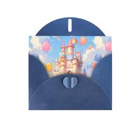 YYHWHJDE Carte de vœux bleue Motif petits animaux dans le château pour fête d'anniversaire festive Invitation