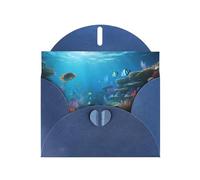 YYHWHJDE Carte de vœux bleue motif poisson océan pour fête d'anniversaire festive invitation