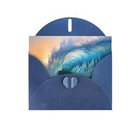 YYHWHJDE Carte de vœux bleue motif vagues de l'océan pour fête d'anniversaire festive