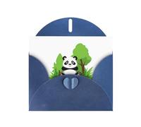 YYHWHJDE Carte de vœux bleue Panda dans un manoir vert pour invitation à une fête d'anniversaire festive