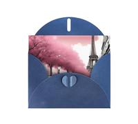 YYHWHJDE Carte de vœux bleue Paris Street Tour Eiffel Motif floral Rose Pour fête d'anniversaire Invitation
