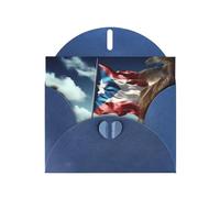 YYHWHJDE Carte de vœux bleue Porto Rico avec motif drapeau pour fête d'anniversaire festive