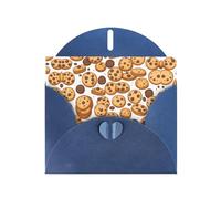 YYHWHJDE Carte de vœux bleue pour biscuits, nourriture, pépites de chocolat, biscuits pour fête d'anniversaire festive