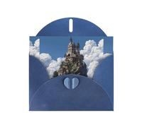 YYHWHJDE Carte de vœux bleue « The Castle on top of the hill » - Parfait pour la Saint-Valentin, un anniversaire de mariage et des invitations de fête