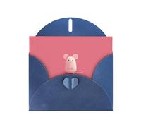 YYHWHJDE Carte de vœux bleue « The little mouse who made a mistake » pour Noël, un anniversaire d'enfant, la Saint-Valentin et une invitation à une fête