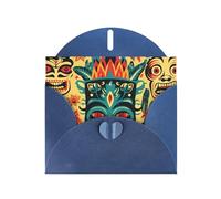 YYHWHJDE Carte de vœux bleue vintage Aloha Tiki pour Noël, anniversaire d'enfant, Saint-Valentin et invitation à une fête
