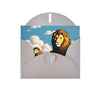 YYHWHJDE Carte de vœux grise agneau avec un lion sur les nuages, parfaite pour la Saint-Valentin, un anniversaire de mariage et des invitations de fête