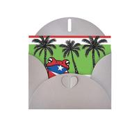 YYHWHJDE Carte de vœux grise avec drapeau de Porto Rico, grenouille, palmiers, pour fête d'anniversaire festive, invitation