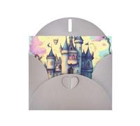 YYHWHJDE Carte de vœux grise avec imprimé château de conte de fées pour Noël, anniversaire d'enfant, Saint-Valentin et invitation à une fête