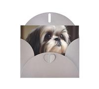 YYHWHJDE Carte de vœux grise avec imprimé chien Shih Tzu pour Noël, anniversaire d'enfant, Saint-Valentin et invitation à une fête