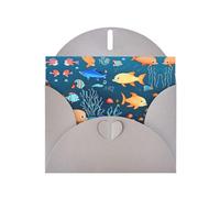 YYHWHJDE Carte de vœux grise avec motif de poisson bleu pour Noël, anniversaire d'enfant, Saint-Valentin et invitation à une fête