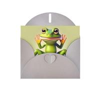 YYHWHJDE Carte de vœux grise avec motif grenouille faisant du yoga pour Noël, anniversaire d'enfant, Saint-Valentin et invitation à une fête
