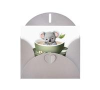 YYHWHJDE Carte de vœux grise avec motif koala imprimé sur tasse de thé pour Noël, anniversaire d'enfant, Saint-Valentin et invitation à une fête