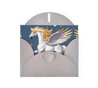 YYHWHJDE Carte de vœux grise avec motif pégase doré pour fête d'anniversaire festive