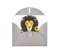 YYHWHJDE Carte de vœux grise Le lion parmi le tournesol pour fête d'anniversaire festive