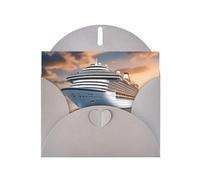 YYHWHJDE Carte de vœux grise Motif bateau de croisière sur la mer pour Noël, anniversaire d'enfant, Saint-Valentin et invitation à une fête