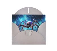 YYHWHJDE Carte de vœux grise Motif grande araignée dans le ciel étoilé pour Noël, anniversaire d'enfant, Saint-Valentin et invitation à une fête