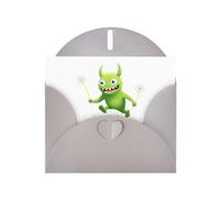 YYHWHJDE Carte de vœux grise Motif petit monstre chassant des pissenlits pour Noël, anniversaire d'enfant, Saint-Valentin et invitation à une fête
