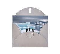YYHWHJDE Carte de vœux grise motif pingouins sur l'iceberg pour fête d'anniversaire festive