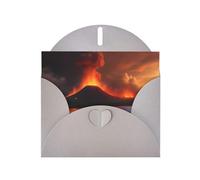 YYHWHJDE Carte de vœux grise Motif volcan Kilauea en éruption pour fête d'anniversaire festive