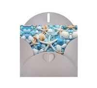 YYHWHJDE Carte de vœux grise océan, mer, plage, coquillages, étoile de mer, motif bleu pour Noël, anniversaire d'enfant, Saint-Valentin et invitation à une fête