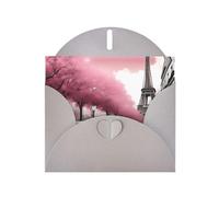 YYHWHJDE Carte de vœux grise Paris Street Tour Eiffel Motif floral Rose pour fête d'anniversaire