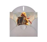 YYHWHJDE Carte de vœux grise Petit canard jouant de l'orgue pour Noël, anniversaire d'enfant, Saint-Valentin et invitation à une fête